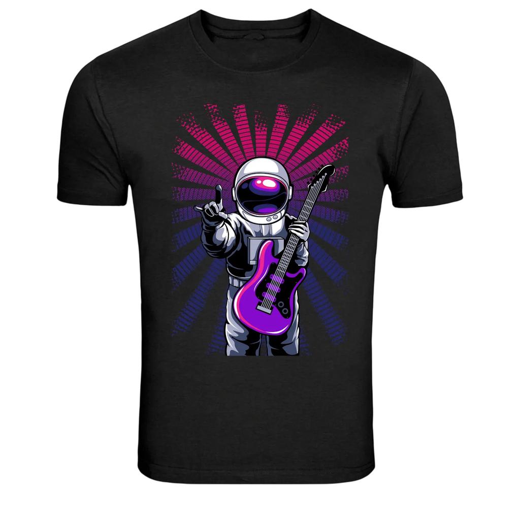 Astronaut Rock Guitar Space Music Retro Graphic T-Shirt