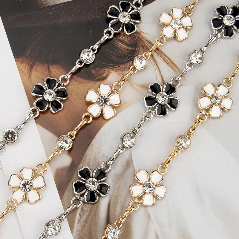 European and American Elegant Metal Waist Chain Women's Rhinestone Flowers Fashionable Versatile Decorative Dress Waist-hugging Ins Belt Women
