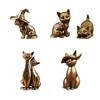 Brass Cute Cat Pocket Holder Vintage Small Tea Pet Ornament Animal Pussycat Figurines Miniatures Desk Decorations