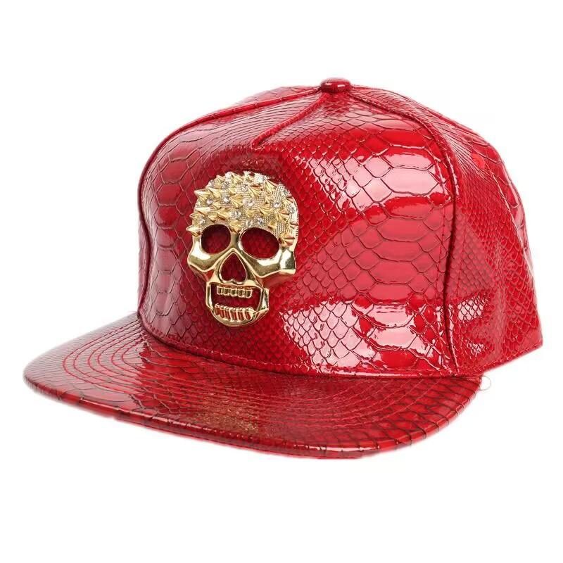 European and American new crocodile pattern PU leather baseball cap male trend hip hop skull flat brim hat street men and women
