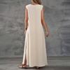 2025 Summer Sleeveless V-neck Side Slit Maxi Dress - Elegant Women's Long Dress