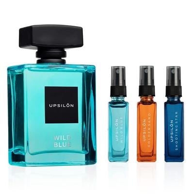 UPSILON Wild Blue Eau De Parfum com Combo de Perfumes de Bolso de Longa Duração | Fresco | Perfume Masculino | 124 ml - Pacote de 2