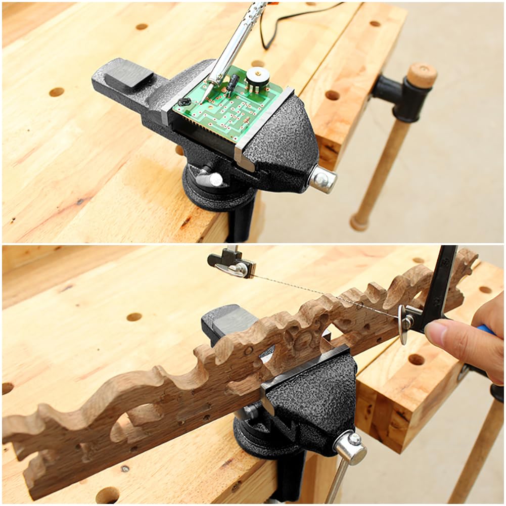 Vtuesxn Desktop Rotating Jaw Width Maximum Opening Compact Tabletop Vise with Adjustable Rotary Clamping Opening Portable Ideal for and Crafts Vise,
