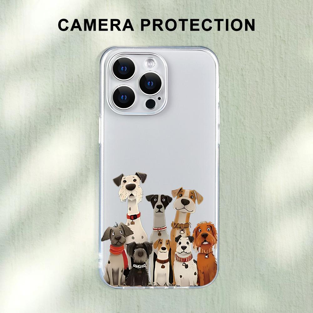 

Cute Cartoon Dogs Clear Pattern Design Protective Cover for iPhone 17 16 15 14 13 12 11 16E Series Pro Max Plus iphone 17