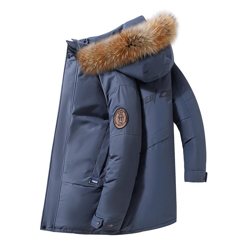 Down jacket men's thickened medium and long loose big fur collar dad outfit pie to overcome warmth cross-border winter coat