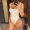 S - XL Costume da Bagno Intero Sexy a Coste con Cut-Out Senza Schiena Costine Spalline Sottili Taglio Alto Donna