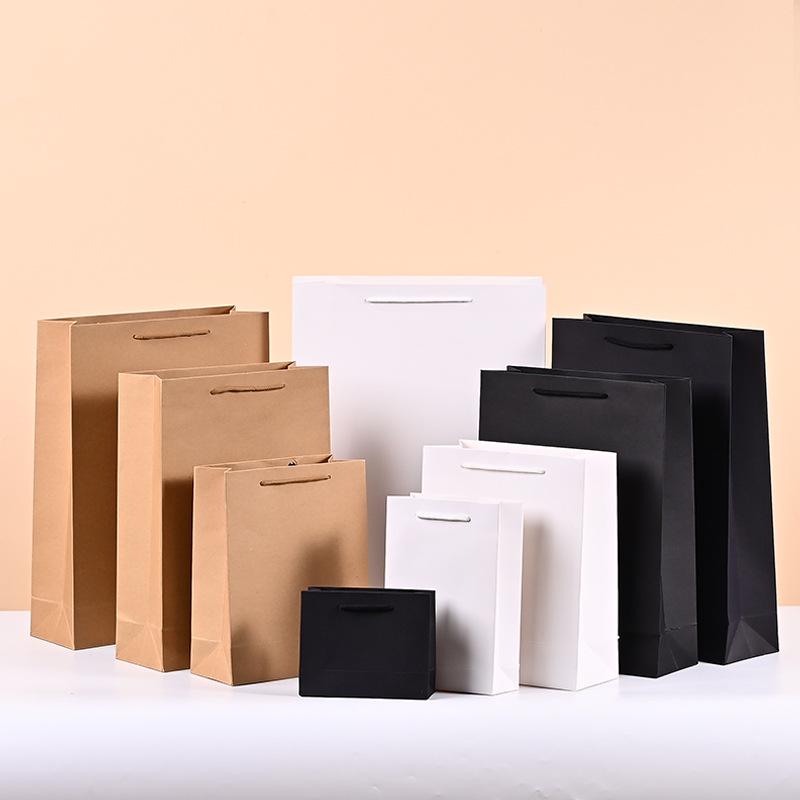 Custom Black Paper Gift Bag with Logo - Elegant Tote for Shopping, Clothing Stores, and Graduation Gifts