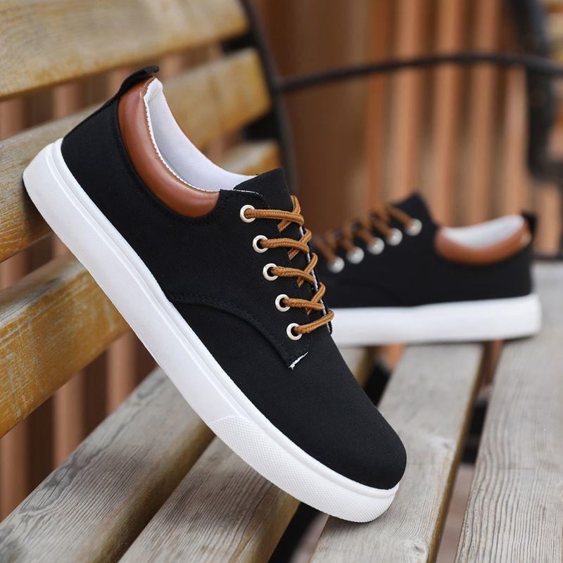 Breathable Spring Autumn Korean Style Men's Casual Low-Top Canvas Shoes