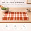 Rust Checker Stripe Placemat -Durable Polyester Table Mat for Dining and Kitchen