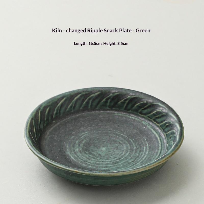 Kiln-turned Ceramic Shallow Plate Salad Plate Small Fruit Plate Snack for Home Pot Holder Dry