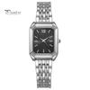 Ladies Watch Light Luxury Style Square Dial Steel Strap Embellishment for Office Party Date Night Women Fashion