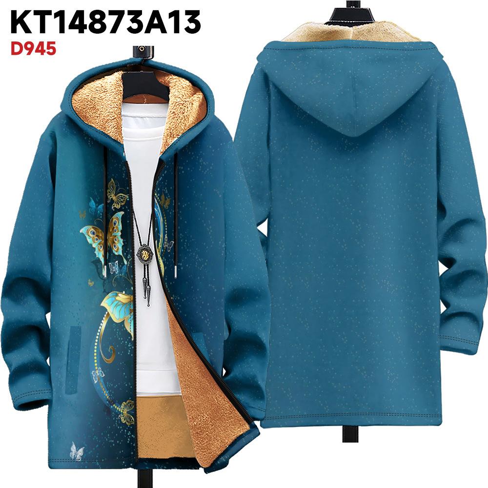 

New jacket multi-color pattern 5-element zipper hooded cardigan thickened winter fleece padded jacket yellow lining trendy cotton jacket 4XL