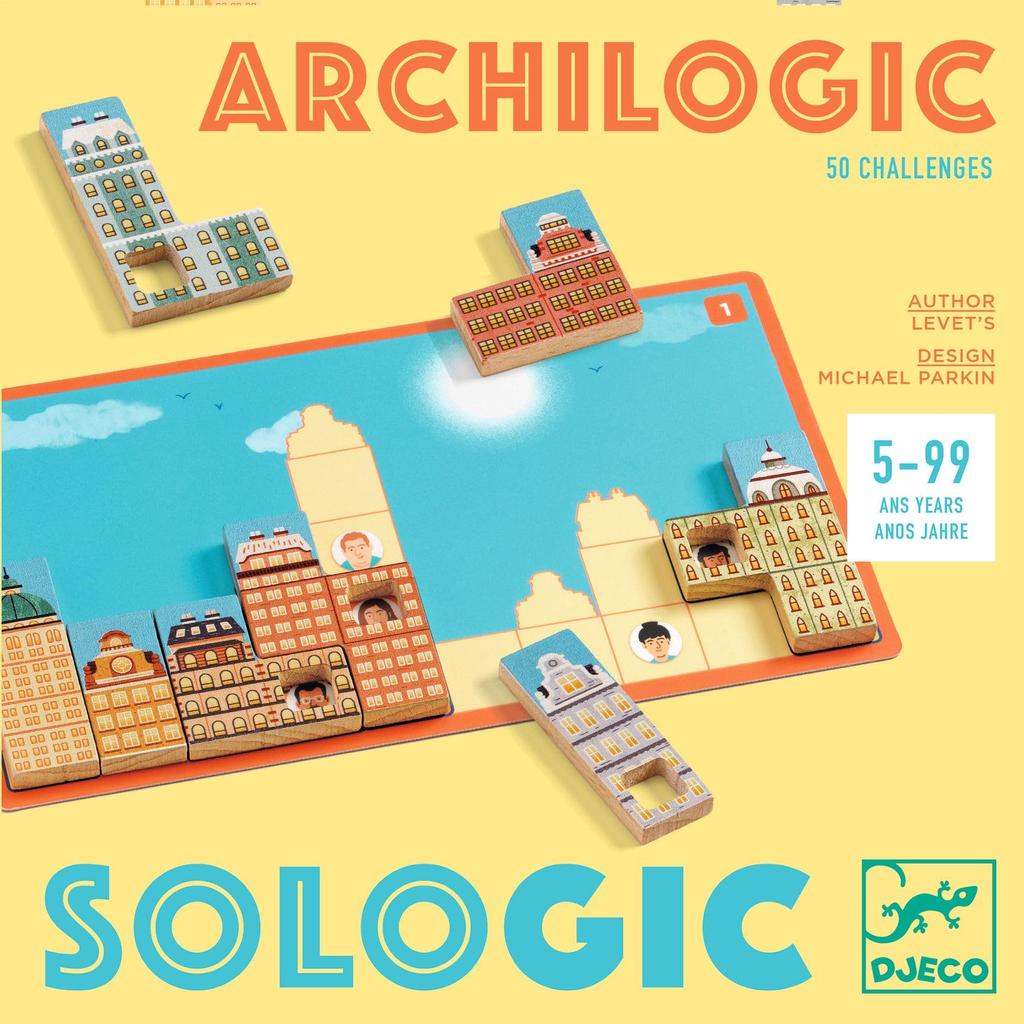 DJECO Archi Logic Board Game, Tabletop Game, Educational Toy with Tetris, Montessori Style, Ages 5, 6, 7, 8, Boys and Girls, School Entrance Gift,