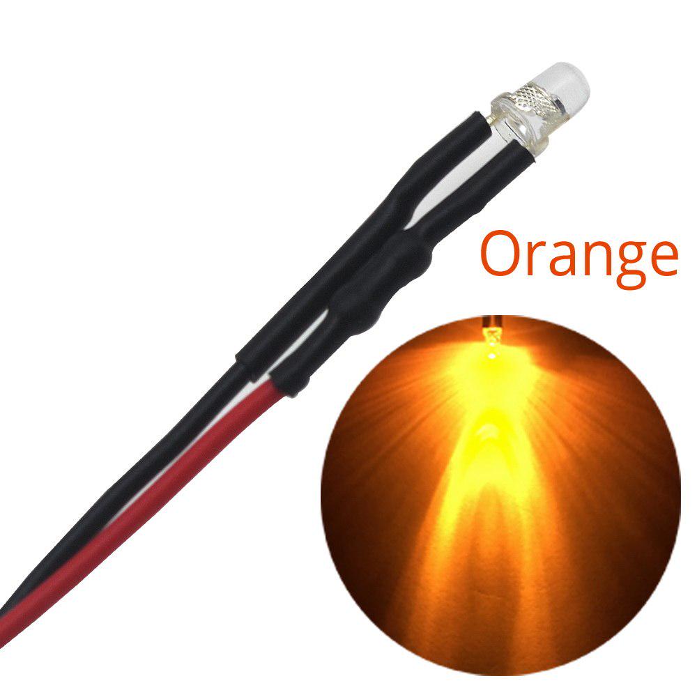 5X F3 3mm 20cm Vorverdrahtete LED-Rundlichtlampe, Chip-Perlen-Kabel, DC 12V-Emitting-Dioden