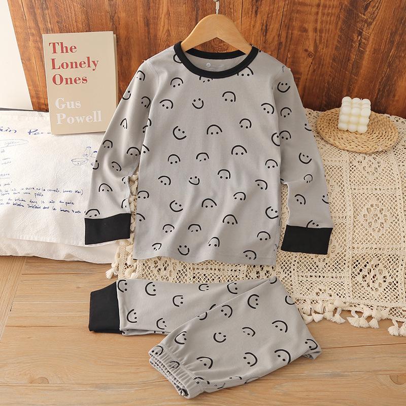 Kids' Autumn Korean Style Pajamas: Cartoon Cotton Home Wear Set for Boys and Girls