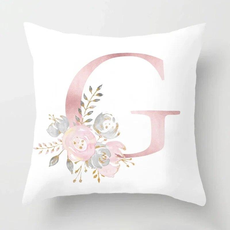45x45cm Pink Rose 26 Letters Pillowcase Wedding Party Decoration Sofa Car Creative Ornament Couple Home Cushion Cover