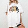 Patchwork Cats Graphic T Shirt Funny Cat Lover Kitten Cotton Tshirt Retro Cat Mom Tshirt Fashion Y2k Streetwear Tees Ropa Mujer