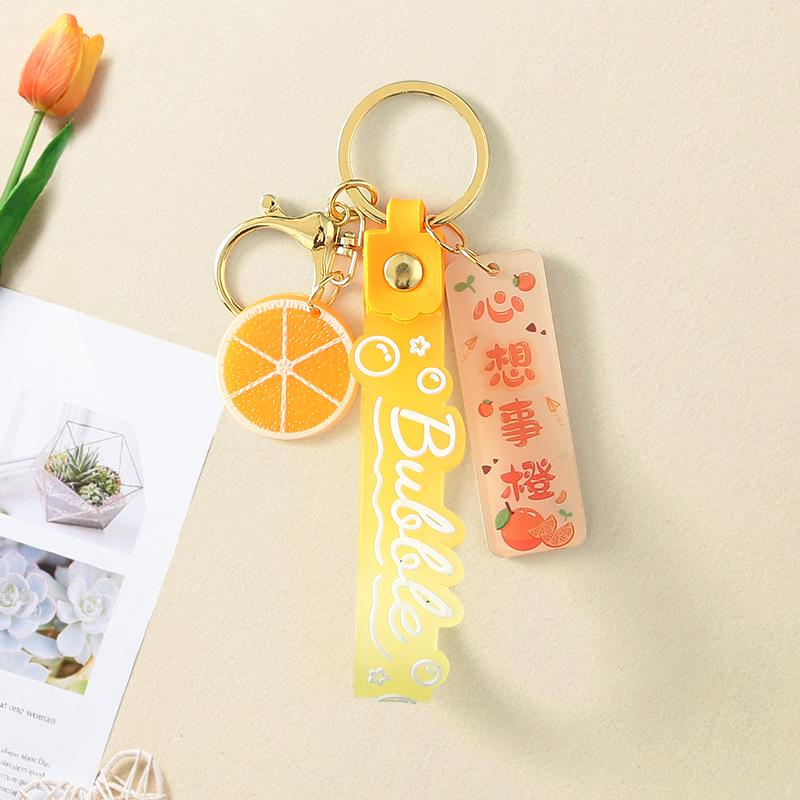 Translucent Wish Bracelet with Fruit Pendant and Versatile PVC Keychain Lanyard