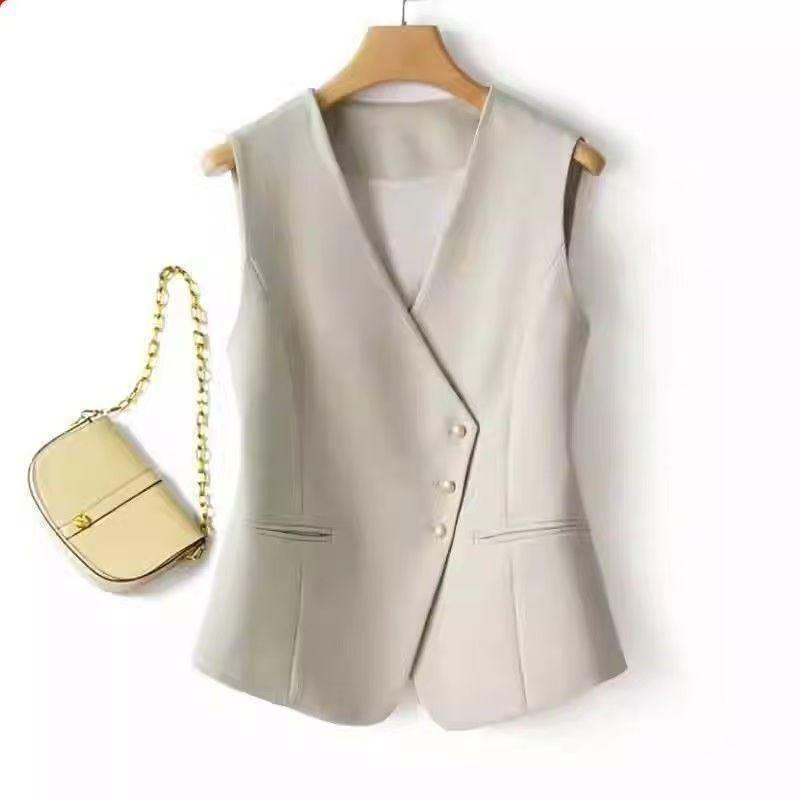 

Элегантный весенне-осенний жилет для женщин, приталенный, без рукавов, модная верхняя одежда L