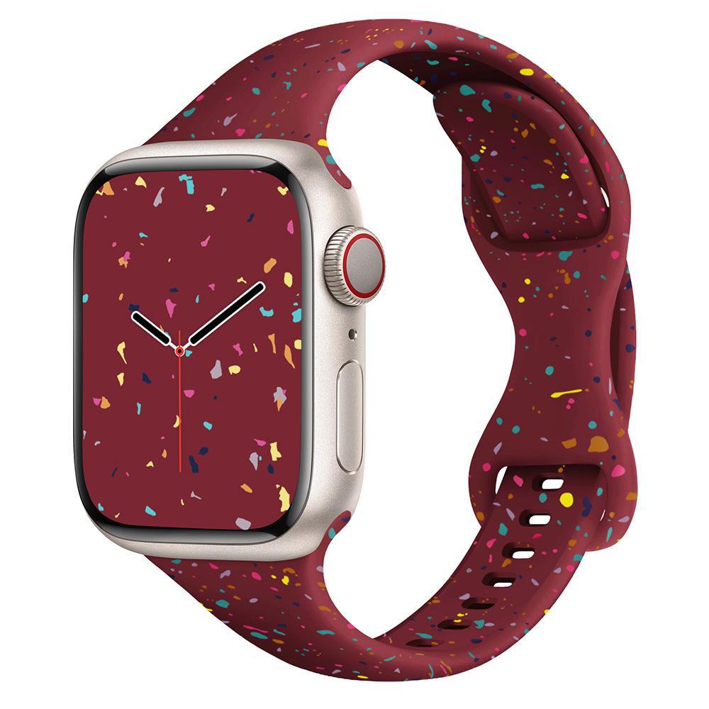 

Силиконовый ремешок Cross-Border Confetti с тонкой застежкой-бабочкой для Apple Watch Series 10/9 42/44/45/46/49mm вино красного
