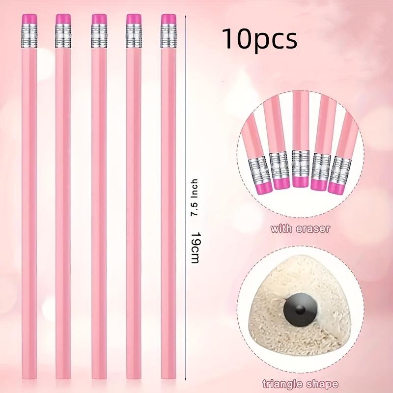 Set of 10 Medium-Point Triangular Wooden Pencils for Artists, Complete with Erasers - Ideal for Smooth Writing And Accurate Sketching 10pcs