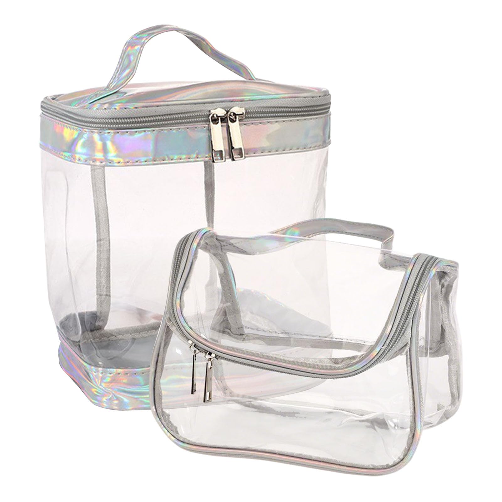 

HARUMAKI Vinyl Makeup Set of Clear Storage Transparent Girly Makeup Cosmetic Clear Travel Large Perfect for Travel Pouch, 2, Bags, PVC, Bag, Pouch,