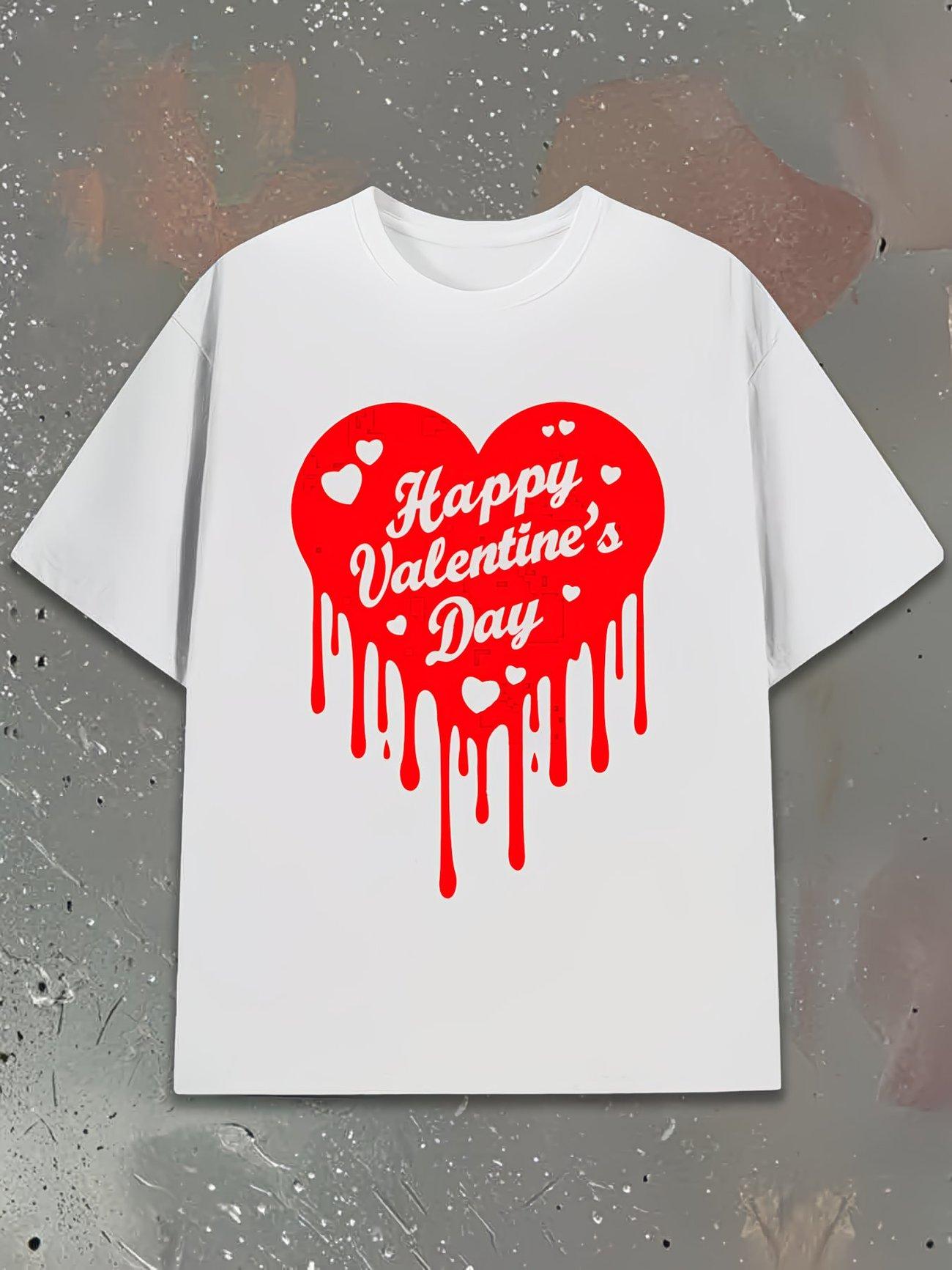 Men s Letter Print Cotton Streetwear T-shirt S