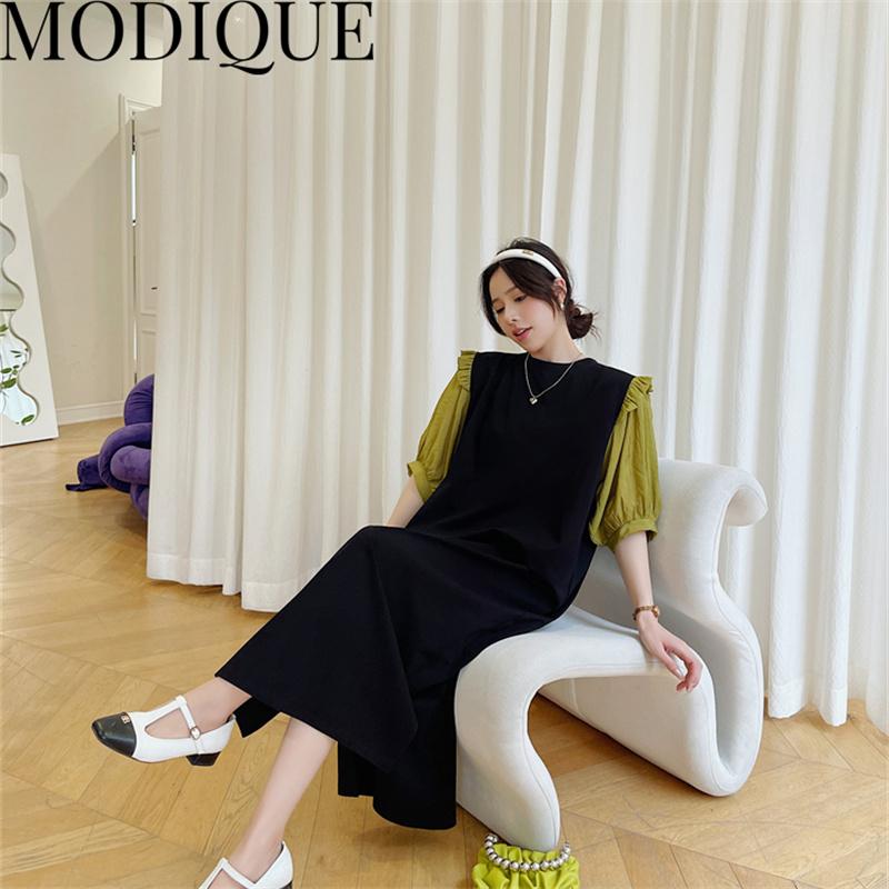 MODIQUE Summer Plus Size New Dress Shirt Women Loose Streetwear Cotton Linen Sweet  Dress - Casual Female Dresses O-Neck Lantern Sleeve
