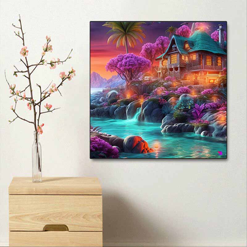 New Arrival 5D DIY Full Circle Diamond Painting "Secret Castle" Embroidery Cross Stitch Home Decor Gift