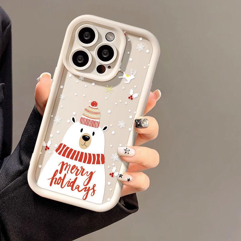Christmas Cute Bear Anti-Fall Phone Case for iPhone 12/13/14 Pro, 15 Plus, 16 Pro Max