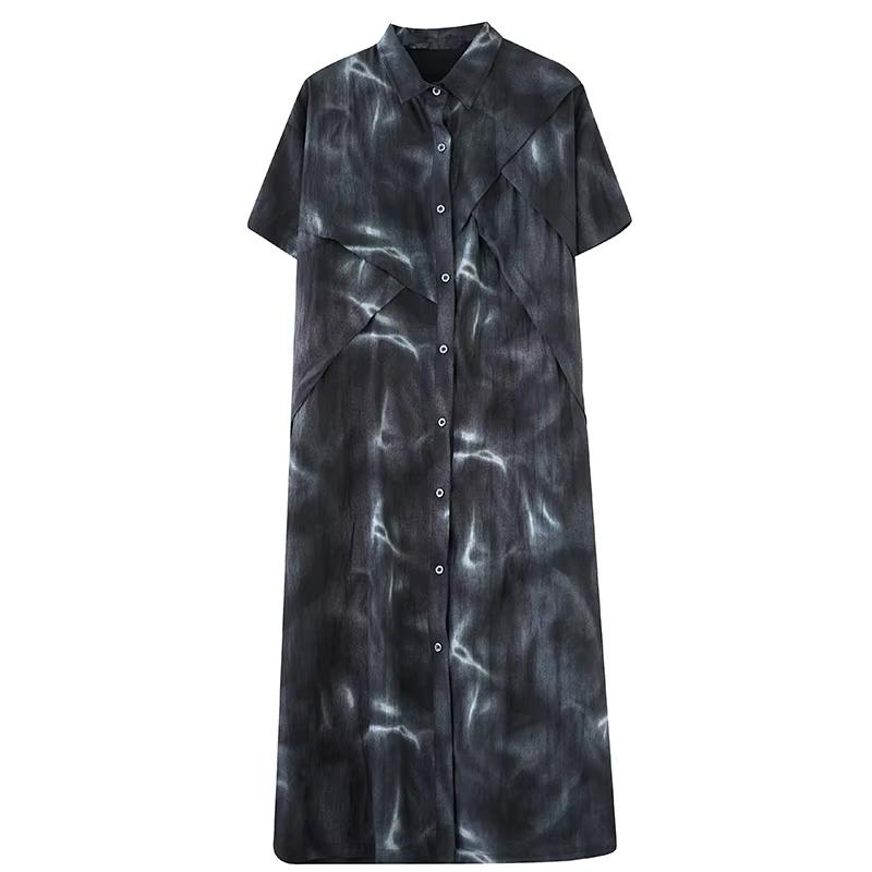 

Платье-рубашка XITAO в стиле кэжуал с принтом в стиле пэчворк GMM1277 One Size чёрный