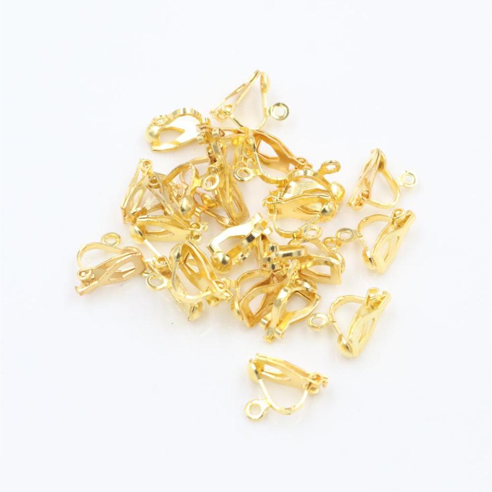 50 Pcs DIY Non-Piercing Triangle Ear Clip Jewelry Accessories with Pendant, Iron-Plated, 25g