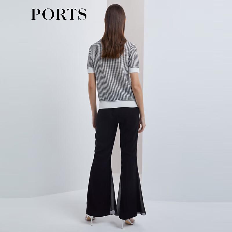 PORTS Women's High-Waist Micro-Flare Slit Casual Pants