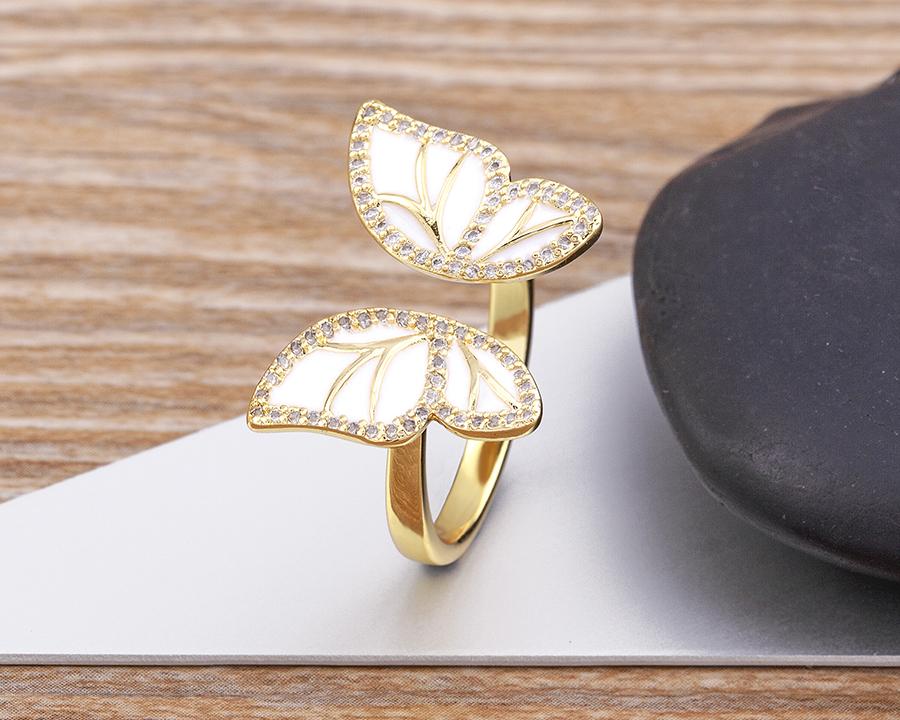 High Quality New Style INS Butterfly Enamel Dripping Oil Glazed Geometric Ring 5 Colors for Women Party Friendship Jewelry Gift