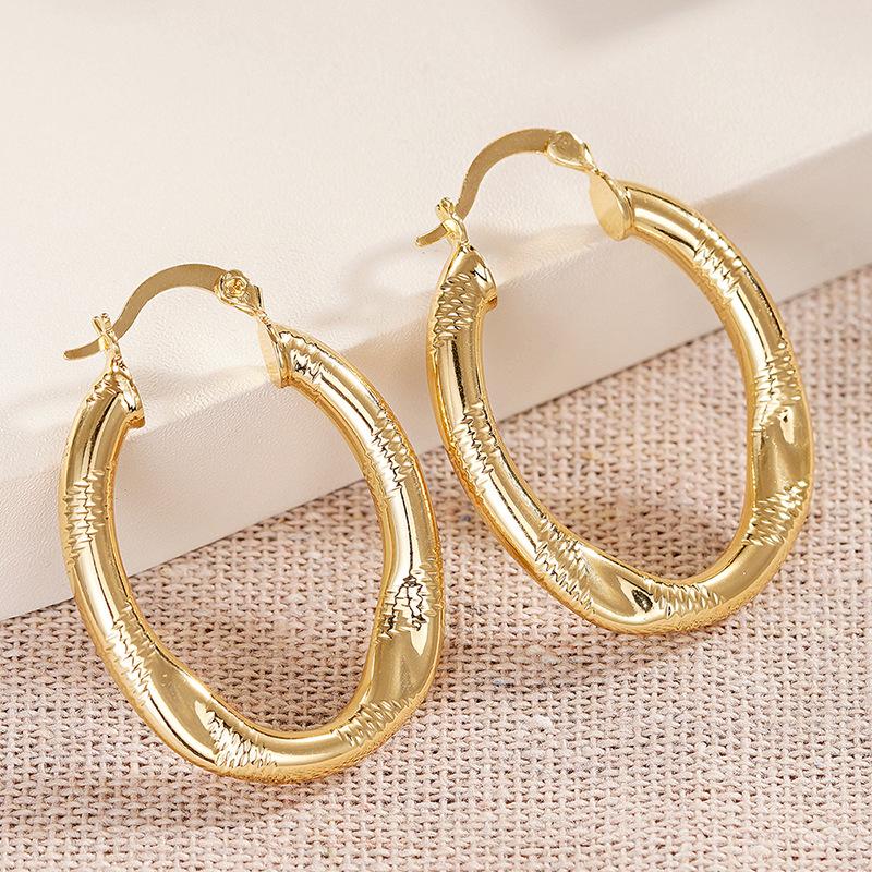 Irregular texture earrings, women s wavy oval thick ring, minimalist declaration jewelry gift