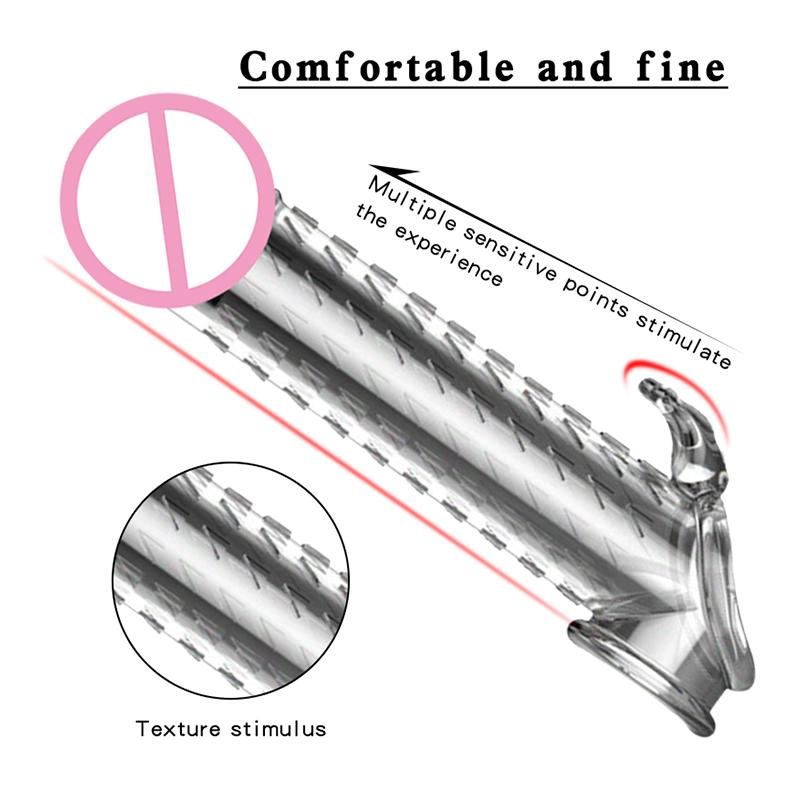 Reusable Penis Sleeve Penis Enlargement Condoms Extender Male Cock Sex Toy Spikes Realistic Dildo Sleeve Adult Sex Products For Men