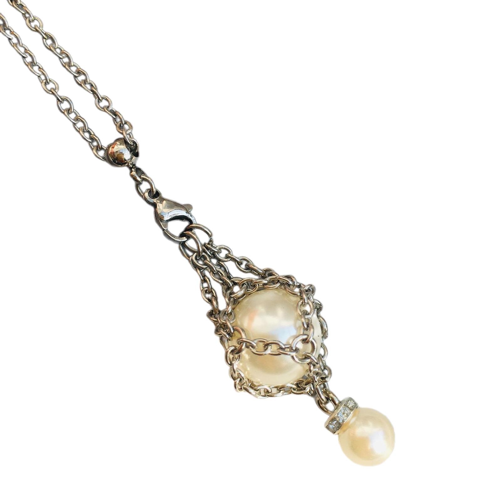 

Crystal Holder Woven Necklace Adjustable Rope Clavicle Chains Metal Mesh Pocket Pendant Neckchain Ornament for Women срібний