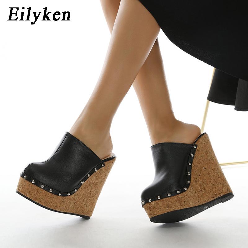 Fashion Eilyken Brand GLADIATOR Rivet Platform Wedges Woman Slippers Fashion High Heels Sandals Summer Pumps Shoes