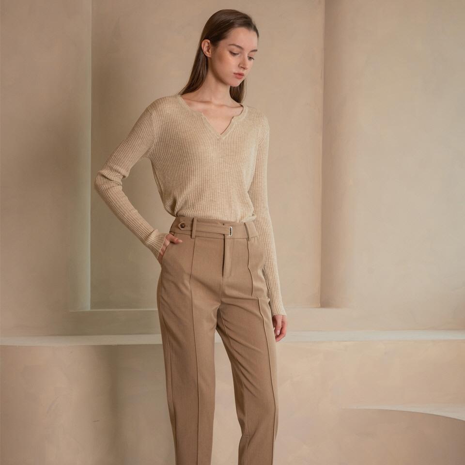 WEDNESDAY DELIGHT Wed Belted Straight Trousers_Brown