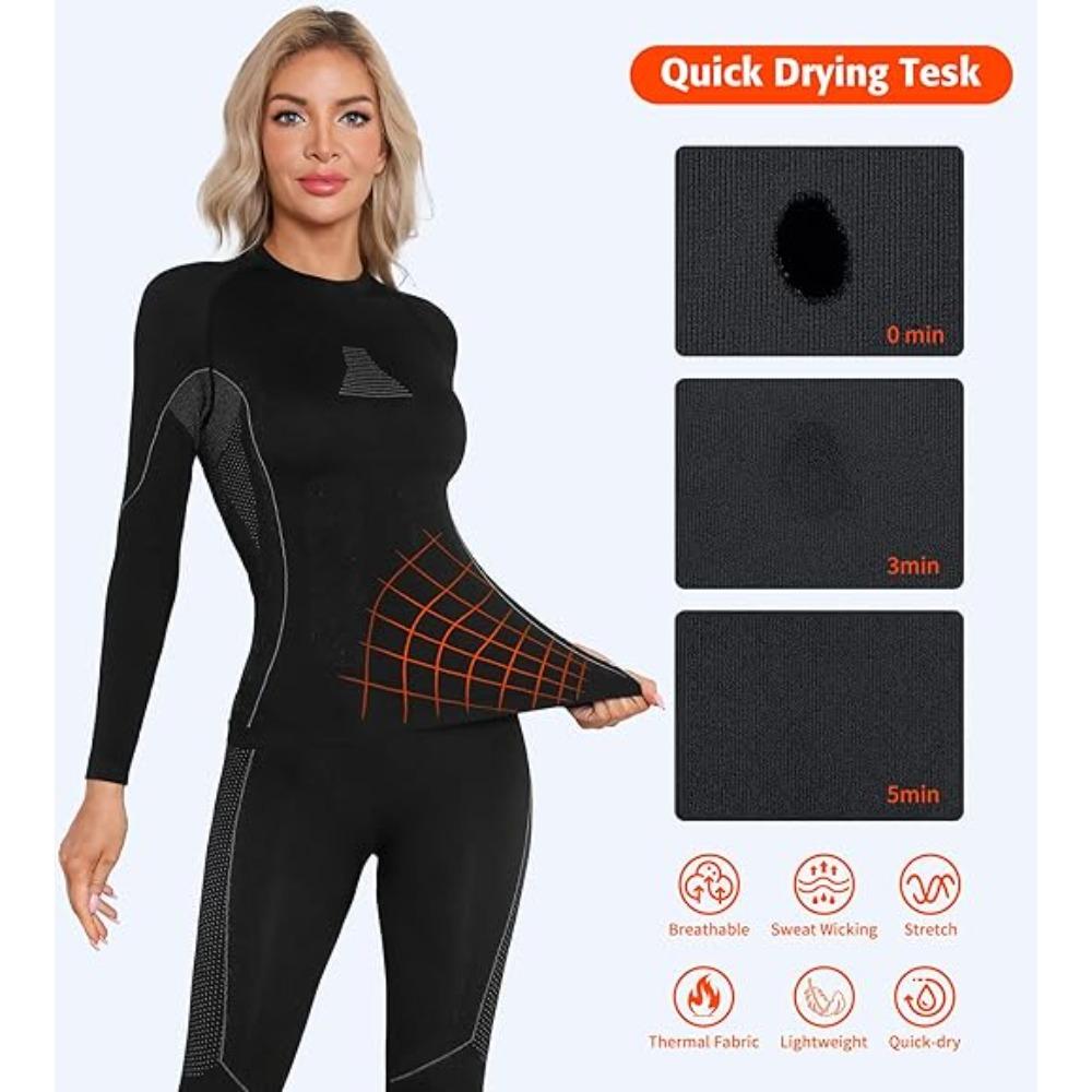 CHARMLEAKS Intimo termico da donna, set di pantaloni e top, mutande lunghe da donna, strato di base caldo per il freddo