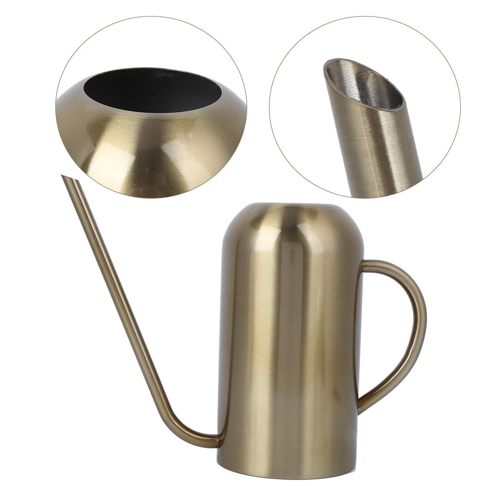 Stainless Steel Long Spout Watering Can Garden Watering Pot Irrigation Tool Gold 1.5L