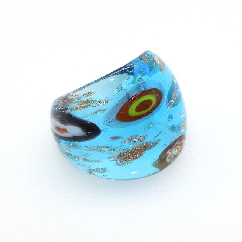 Ethnic Gold Floral Glass Ring - Trendy Street Style