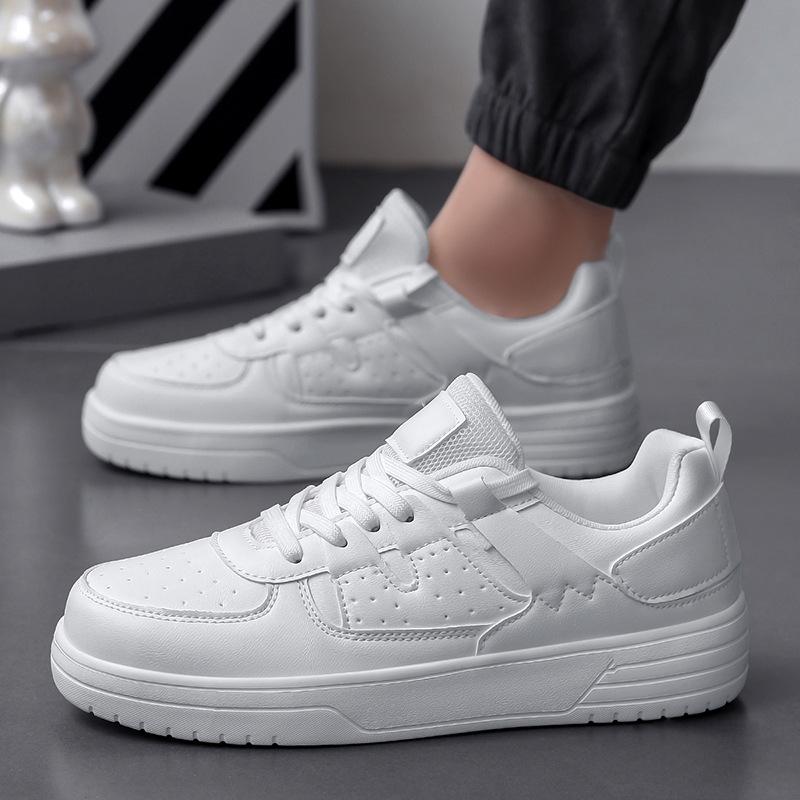 Fashion Men's Platform White Shoes Sports Borad Shoes Fashionable Slip On Men Shoes All-matching Spring Autumn Flat Casual Leather Shoes