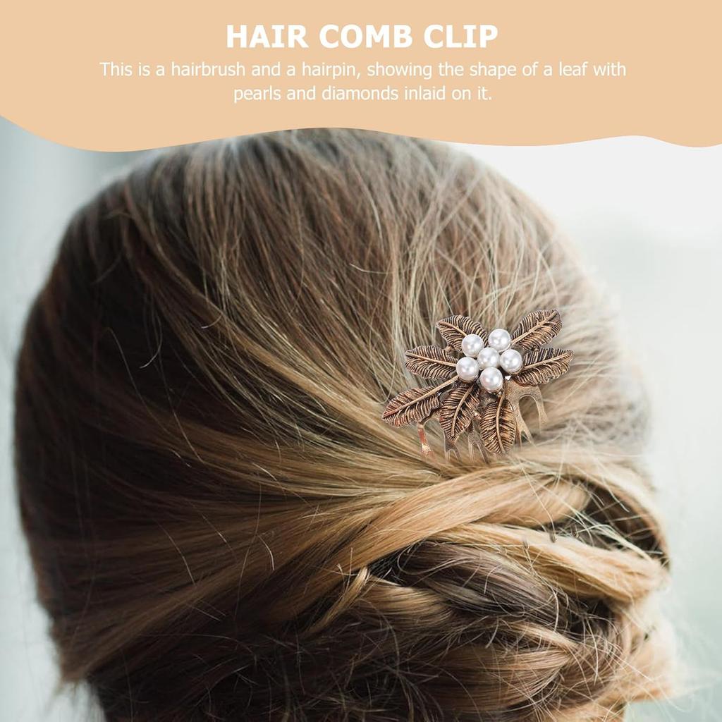 Retro Diamond Hair Accessories: 5pcs Alloy Hair Combs, Hair Veils, and Vintage Hairpins with Pearls
