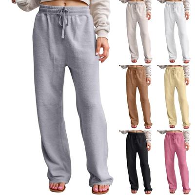 Women's Drawstring Waist Wide Leg Pants Loose Fuzzy Pants Casual Trousers High Waisted Casual Trousers Jogger Pant
