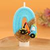 Handmade Cartoon Excavator Birthday Number Candles for Kids' Cake Decoration