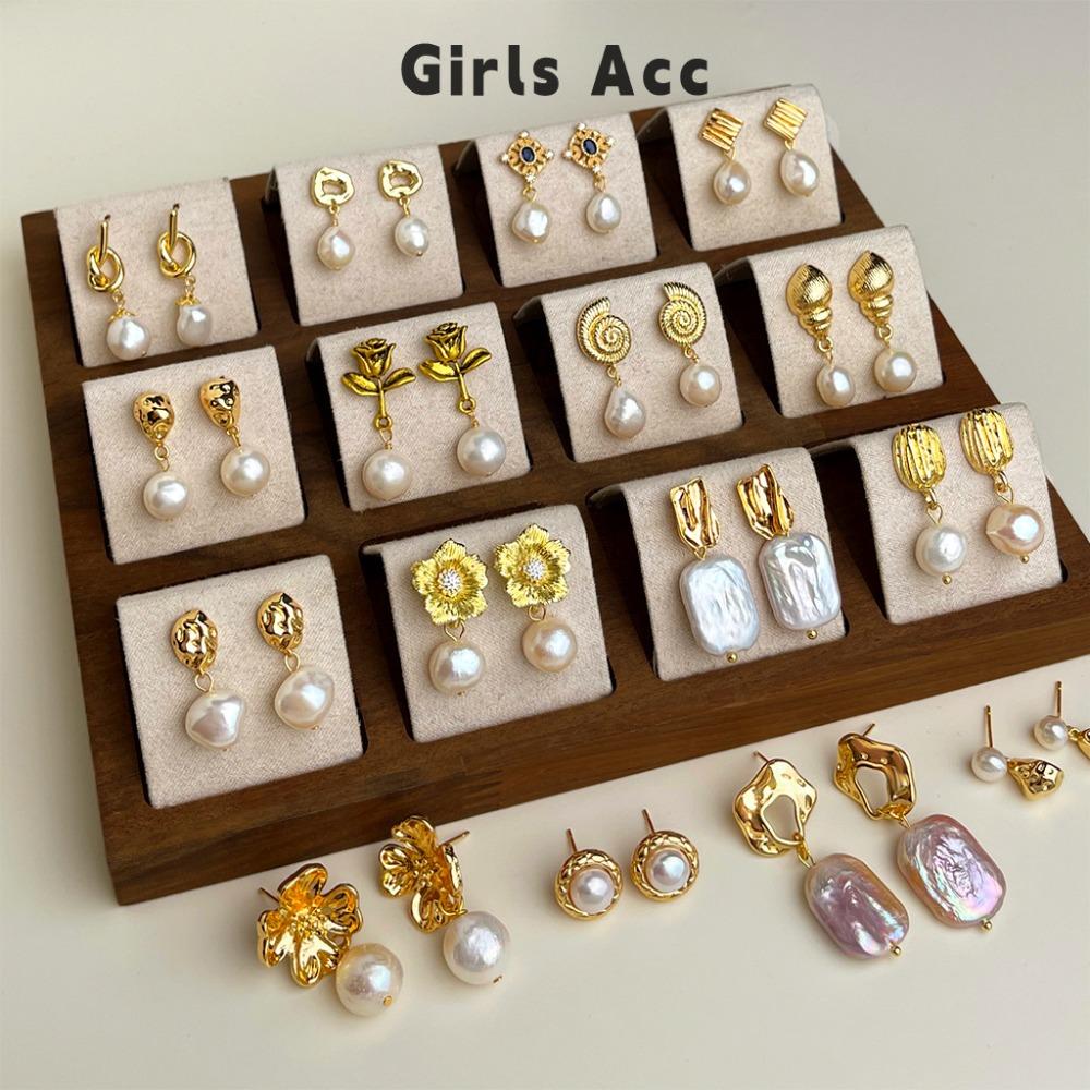 French Light Luxury Baroque Pearl Earrings Personality Fashion Temperament Freshwater Pearl Earrings Retro Earrings High-end Sense