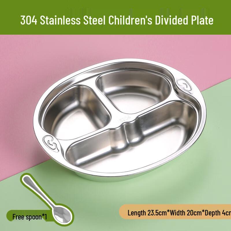 Smiling Monkey 304 Stainless Steel Kids Divided Plate Set
