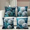 Blue Dandelion Patterned Cushion Covers For Home Decor Polyester Pillowcase, Sofa Decorative Cushion Cov Headboard Pillow