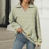 Women's Summer Fashion Casual  Printed V-Neck Long Sleeve Shirt Top